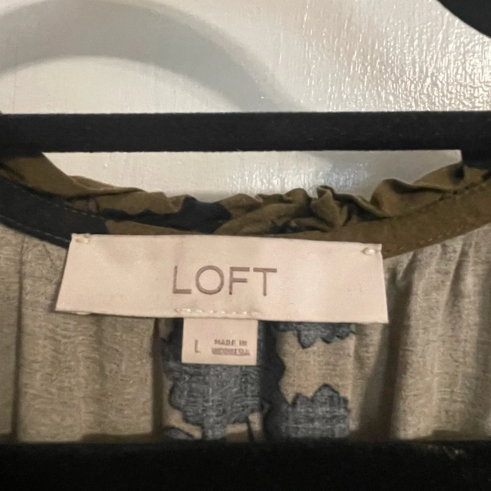 LAST CHANCE….LOFT Olive Floral Midi Dress - Picture 2 of 2